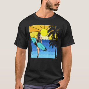 T-shirt Sea Tropical Beach Surfboard Waves Surfer Sunset S