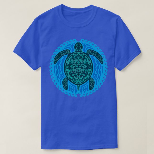 T-shirt Sea Turtle Love Ocean Sea Turtle Tribal Pattern (Design devant)