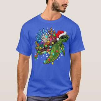 T-shirt Sea Turtle Lover Xmas Lights Santa Sea Turtle Chri