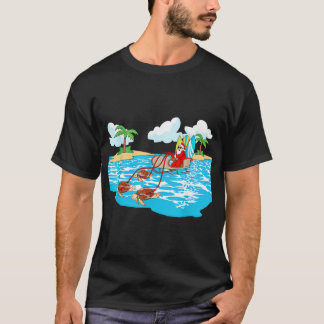 T-shirt Sea Turtle Sleigh Père Noël Beach Surboard Noël