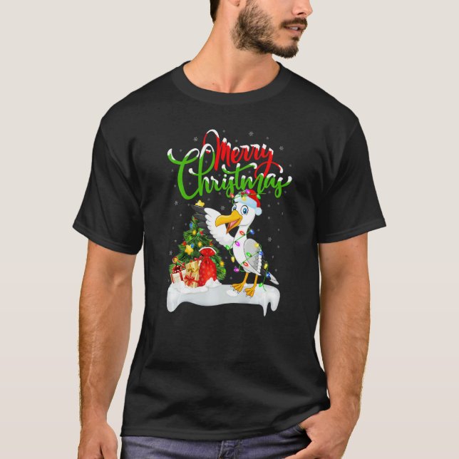 T-shirt Seagull Bird  Xmas Decorations Santa Seagull Chris (Devant)