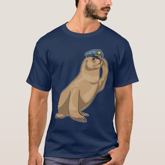 T-shirt Seal Cop Police hat Police (Devant)