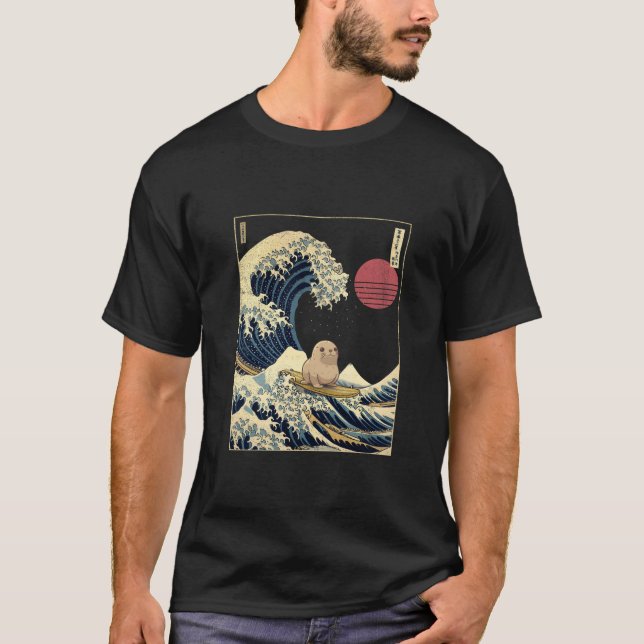 T-shirt Seal Kanagawa Vague drôle Surf animal (Devant)