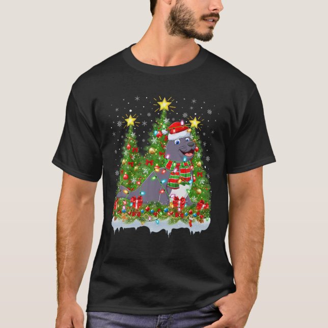 T-shirt Seal Lighting Xmas Tree Lover Funny Seal Noël (Devant)