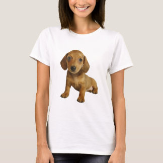 T-shirt Séance mignonne de chiot de teckel (brun crème)