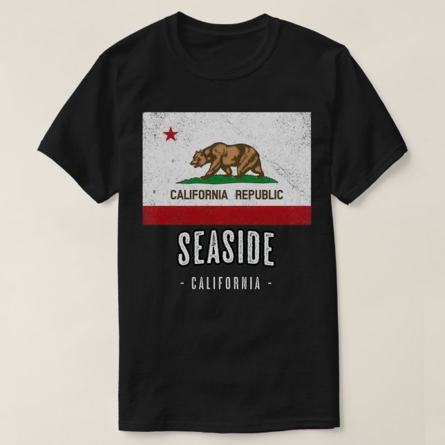 T-shirt SEASIDE  California  Cali City Souvenir  CA Flag T (Design devant)