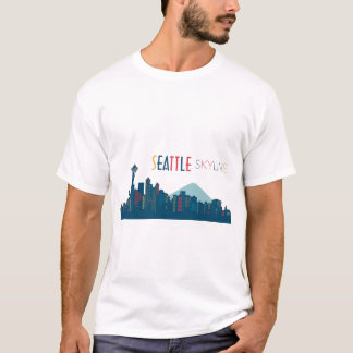 T-shirt Seattle Skyline Blue