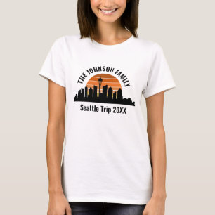 T-shirt Seattle Skyline Sunset Custom Vacation Femmes