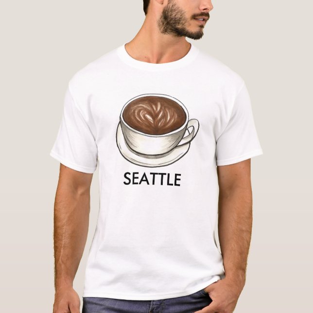 T-shirt Seattle WA Coffee Cup Classic Latte Shop Barista (Devant)