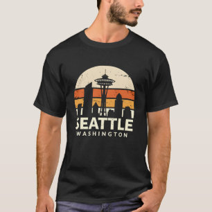 T-shirt Seattle Washington Coucher de soleil Rétro Space N