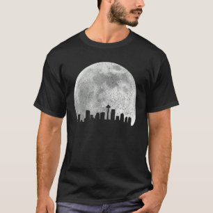 T-shirt Seattle Washington Skyline Moon Pride Siège Vintag