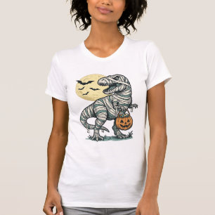 T-shirt Seau à bonbons de T-Rex momie Halloween Vecteur vi