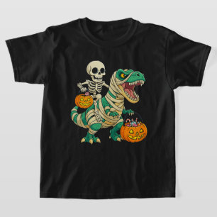 T-shirt Seau de bonbons squelette et T-Rex Halloween vibra