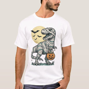 T-shirt Seau de bonbons T-Rex momie Halloween Vecteur vint