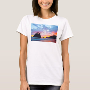 T-shirt Second Beach au coucher du soleil, Washington