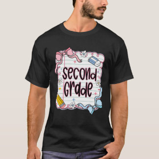 T-shirt Second Grade Coquette Bow First Day Of School Back