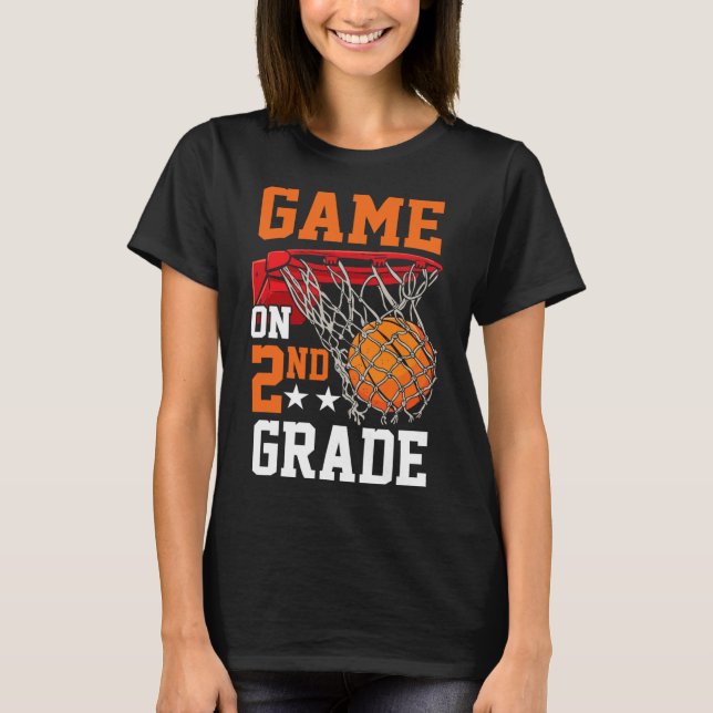 T-shirt Second Grade Game On Sketll Ck To School 2nd Grade (Devant)