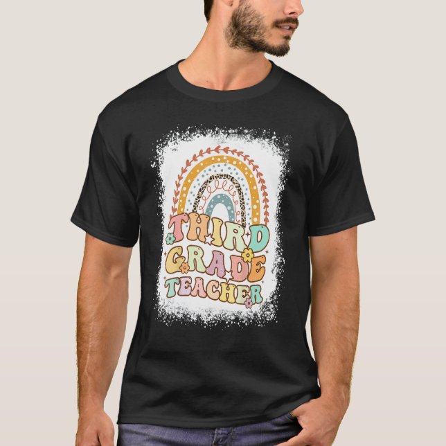 T-shirt Second Grade Rainbow Bleached Retro Back To School (Devant)
