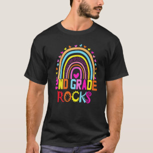 T-shirt Second Grade Rocks First Day Team 2nd Grade Rainbo