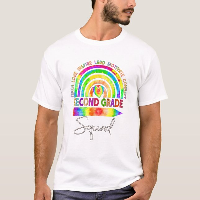 T-shirt Second Grade Teacher Tie Dye Rainbo (Devant)