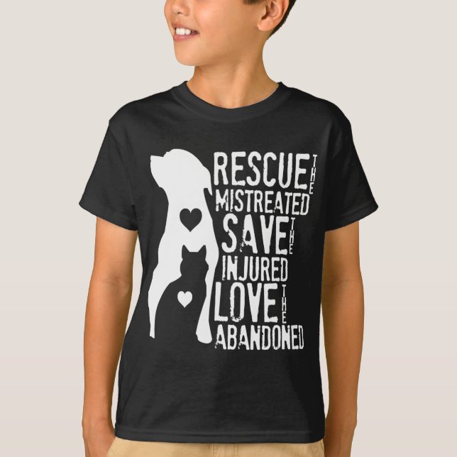 T-shirt Secourir, Économiser, Aimer Animal Rescue, Amoureu (Devant)