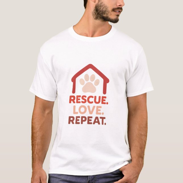 T-shirt Secourir l'amour Répéter - Message d'adoption pour (Devant)