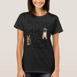 T-shirt Secourir Save Love Cute Animal Secourir Chien Chat