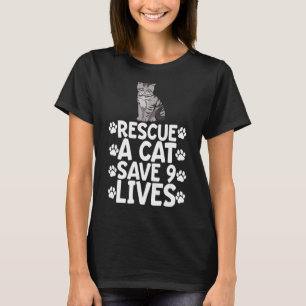 T-shirt Secourir Un Chat Sauver 9 Vies Kitty Drôle Femmes