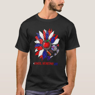 T-shirt Secrétaire de l'école Life Leopard Sunflower Ameri