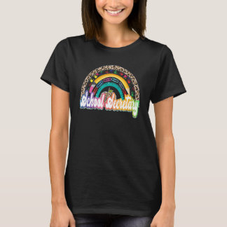 T-shirt Secrétaire de l'école pour femmes Rainbow Leopard 