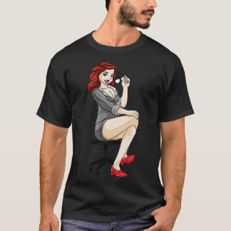 T-shirt Secrétaire sexy avec lunettes et robe