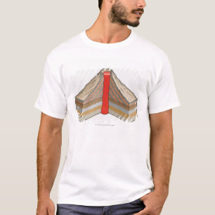 T-shirt Section transversale d'un volcan de cendre-cendre