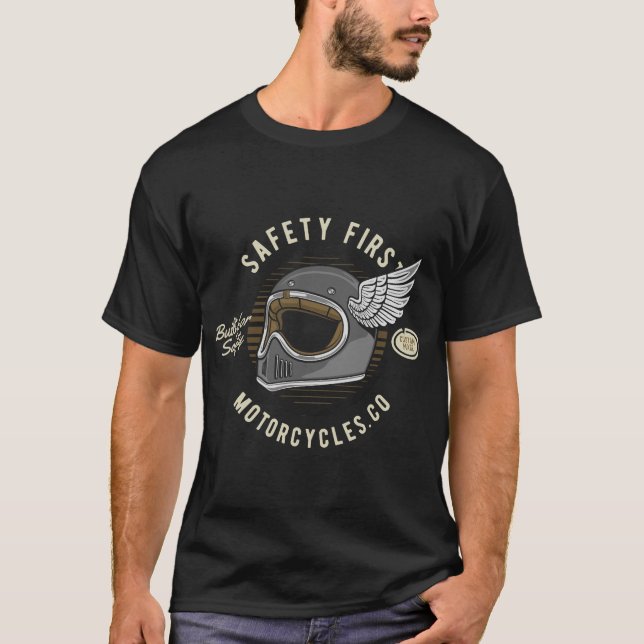 T-shirt Sécurité des motocyclettes classiques en premier (Devant)