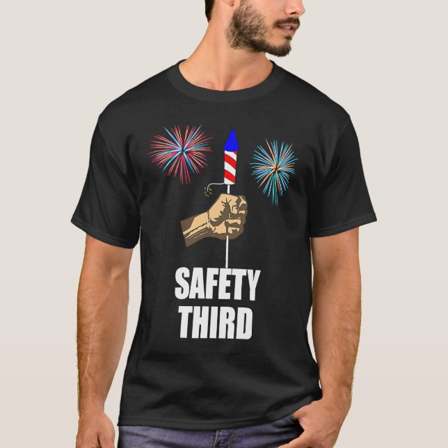 T-shirt Sécurité Troisième 4 juillet Indépendance Firework (Devant)