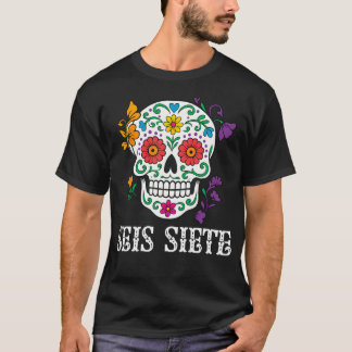T-shirt Seis Siete Mexicain Los Muertos Calaveras Crâne de
