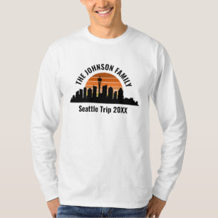 T-shirt Séjour à Seattle Skyline Coucher de soleil Manches