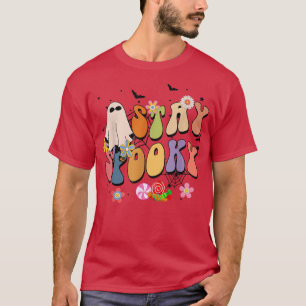T-shirt Séjour Éffrayant Retro Super Fantôme Floral Happy 