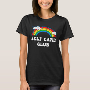T-shirt Self Care Club Cute Arc-en-ciel Santé mentale Yoga