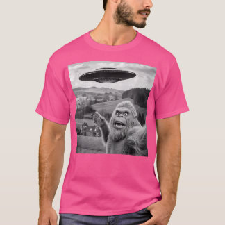 T-shirt Selfie Bigfoot Avec Alien Ufo Dons Drôle Pour Les
