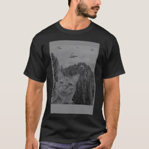 T-shirt Selfie Cat Mème OVNI Sighting Alien Poster vintage