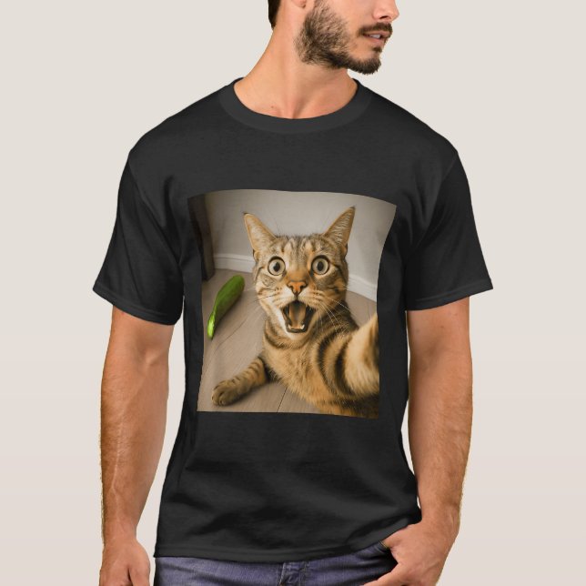 T-shirt Selfie Chat Chocé Drôle Avec Conception De Mème De (Devant)