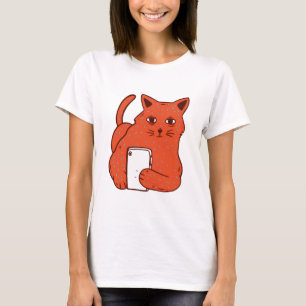 T-shirt Selfie Chat sur téléphone