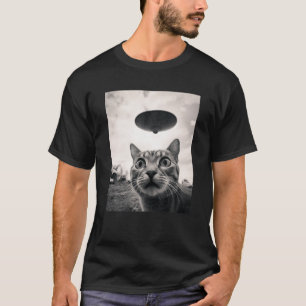 T-shirt Selfie de chat amusant avec des ovni UFO Espace Al