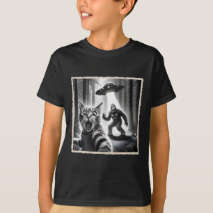 T-shirt Selfie De Chat Avec Bigfoot Et Ufo Funny Sasquatch