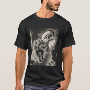 T-shirt Selfie De Chat Drôle Avec Noël Père Noël