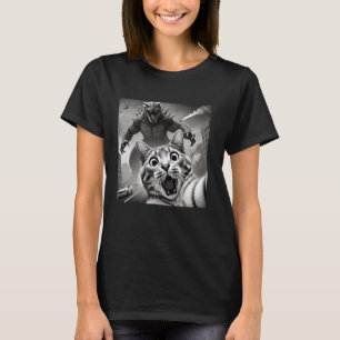 T-shirt selfie drôle chat surpris humour kaiju constructio