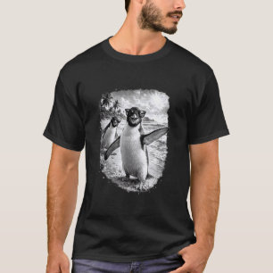 T-shirt Selfie drôle de manchot à la plage, Cadeaux de man
