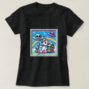 T-shirt Selfie OVNI Unicorne : Terre Carré (Art Pixel) #3