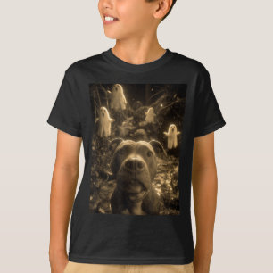 T-shirt Selfie Pit Bull Vintage Fantômes Forêt Ensorcelée