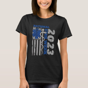 T-shirt Semaine nationale EMS 2023 USA Drapeau d'urgence M